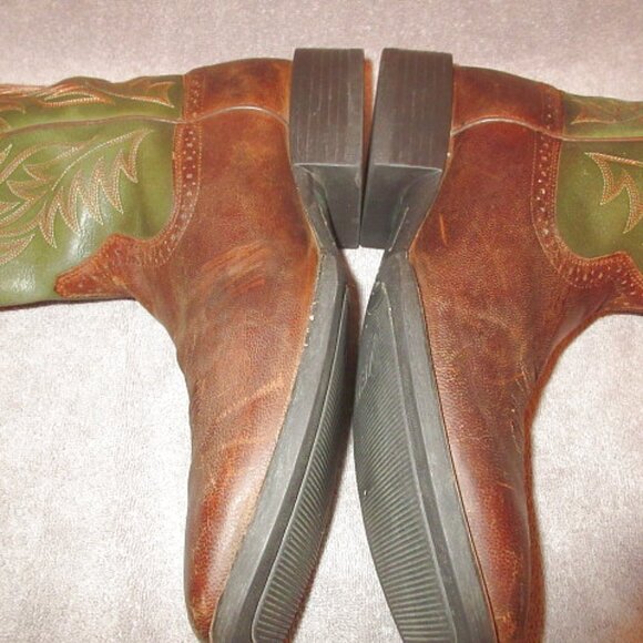 Ariat Sport Wide Square Toe Cowboy Boots Mens 12 D Green Leather Cowboy Botas - Picture 11 of 14